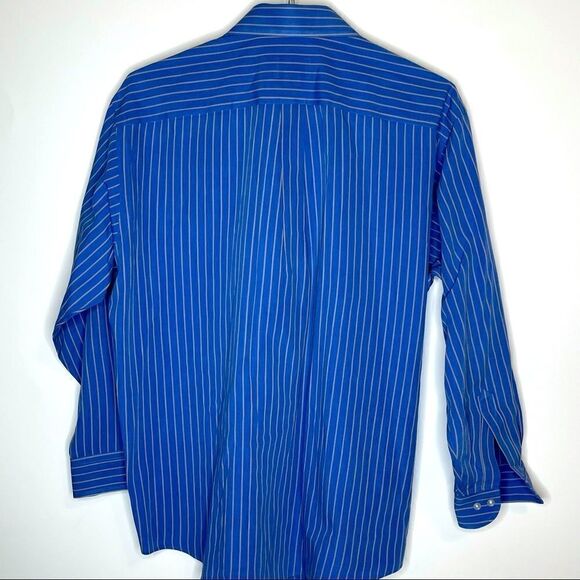 16-33 Ike Behar Blue-White Striped LS Shirt - Picture 2 of 4